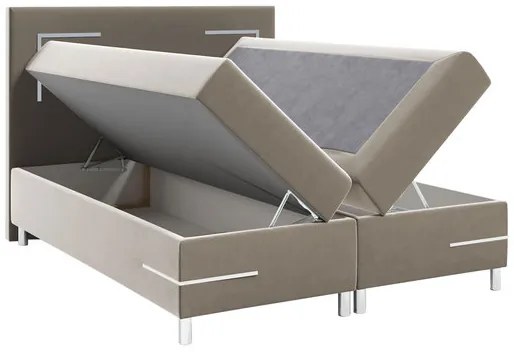 Manželská posteľ 140 cm Frinesa LED (hnedá) (s roštom a matracom) (s úl. priestorom) (s LED osvetlením). Vlastná spoľahlivá doprava až k Vám domov. 1104117