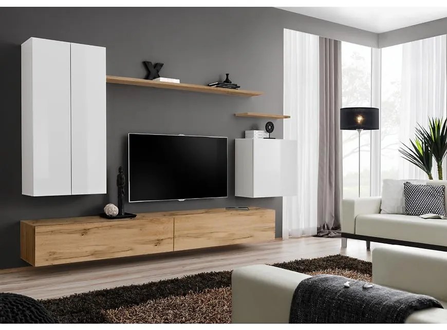 Obývacia stena Switch II Biely/Wotan