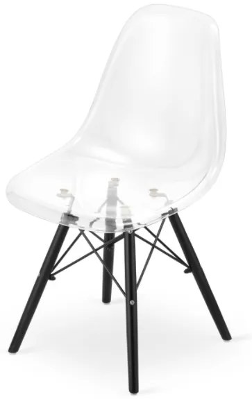 Jedálenské stoličky BASIC priehľadné s čiernymi nohami 4 ks