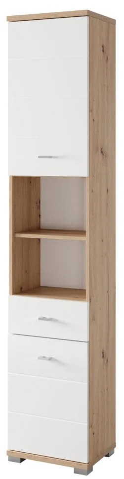 Vysoká kúpeľňová skrinka Sting 70 38 cm dub Artisan/biela