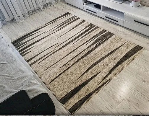 Pruhovaný koberec Rio v béžovo-čiernom prevedení | Cream Rozmer: 60x100 cm