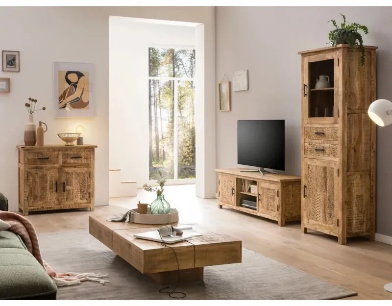 furniture-nabytek.cz - Masívna komoda Bombaj z mangového dreva, lakovaná, hnedá – 90×42×80 cm