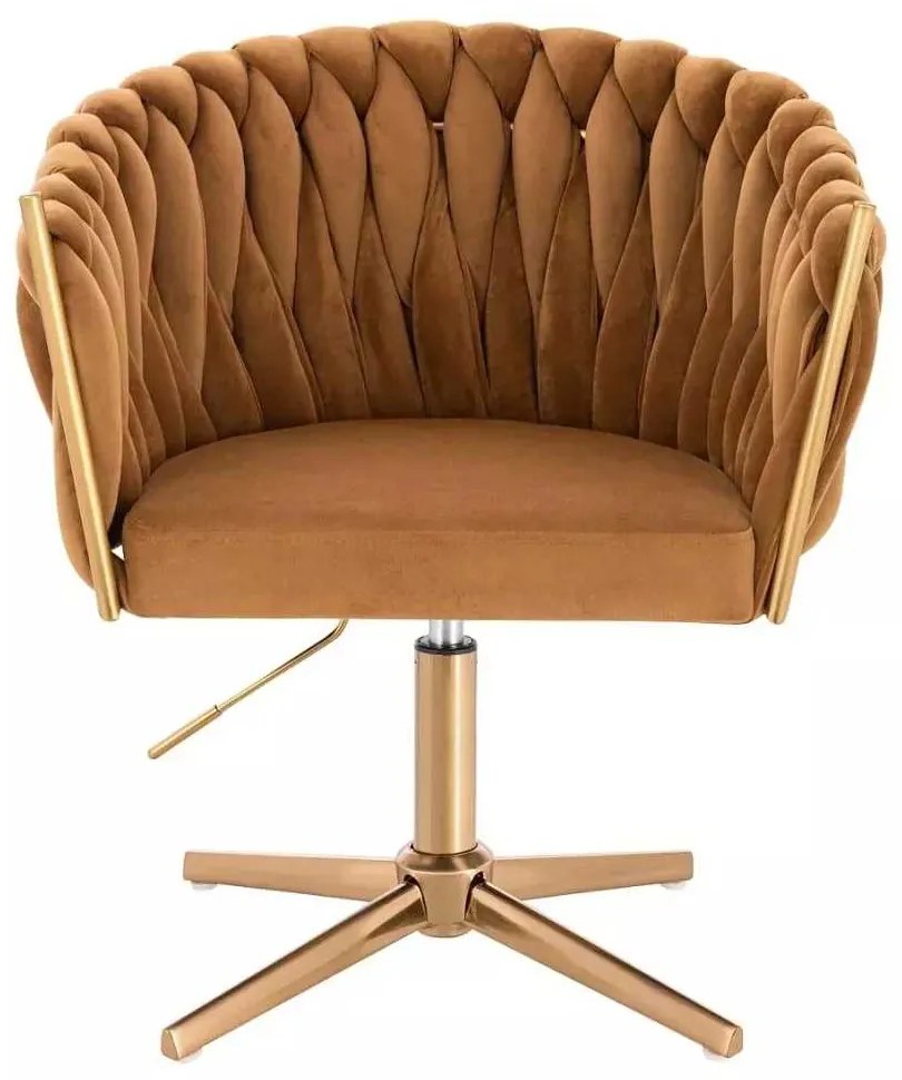 LuxuryForm DESIGN Kreslo NORDEN VELUR na zlatom kríži - medové