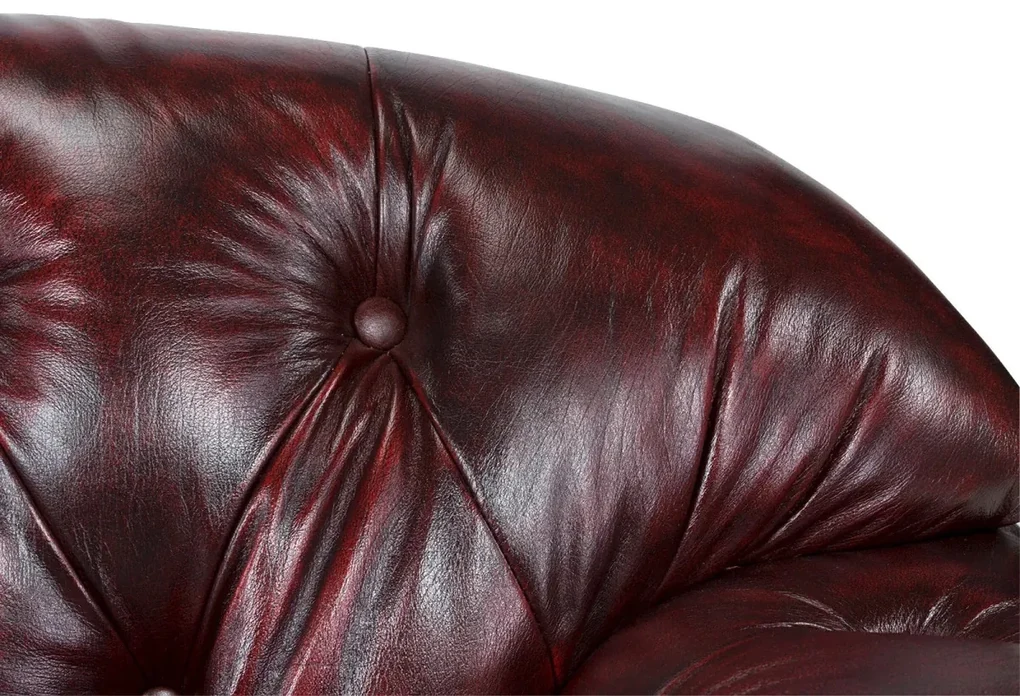 furniture-nabytek.cz - Pohovka Chesterfield Hereford 2-miestna z pravej kože, červená