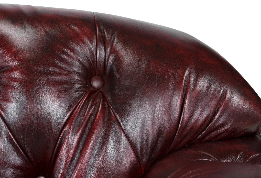 furniture-nabytek.cz - Pohovka Chesterfield Hereford 2-místná z pravé kůže, červená