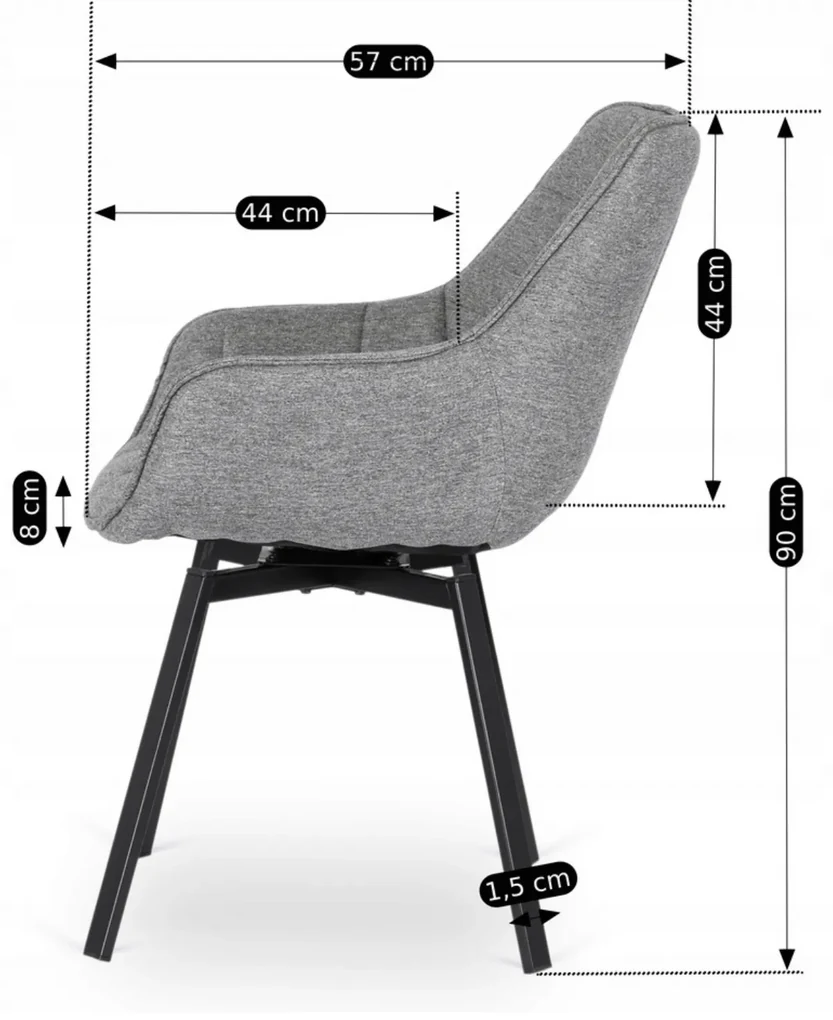 JAKS Otočná jedálenská stolička šedá látka Luna 2
