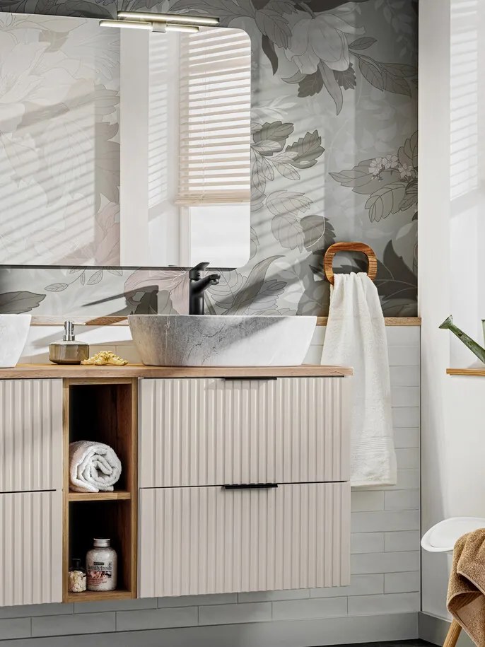 Závesná skrinka pod umývadlo Adele Cashmere s doskou 80 cm kašmír