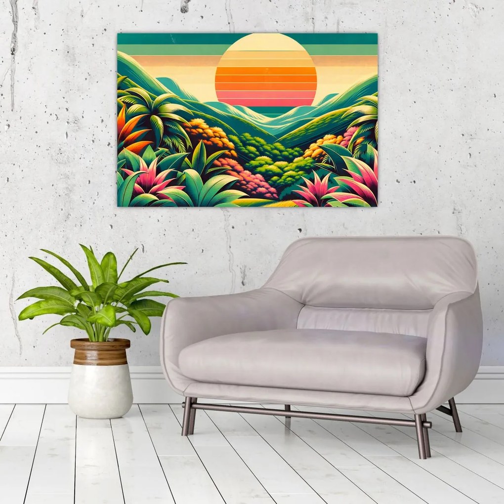 Obraz - Pestrofarebný západ slnka (90x60 cm)