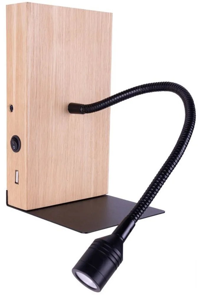 Spot-Light 5722174 - LED Nástenné svietidlo LECTOR LED/2,5W/230V USB dub