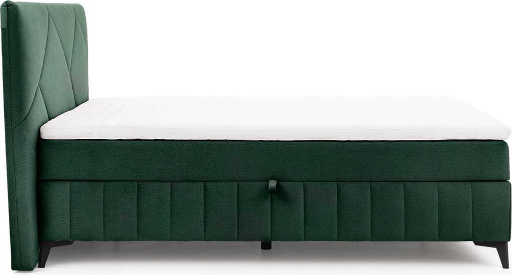 Posteľ Boxspring Wasil 160x200 s úložným priestorom - zelený hydrofóbny zamat Element 12