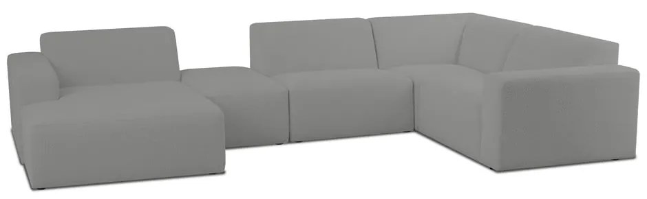 Sivá rohová pohovka z textílie buklé (do "U") Roxy – Scandic