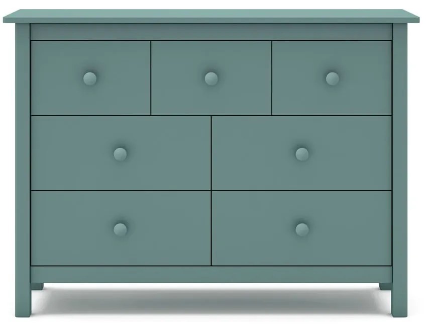 Nízka detská komoda z borovicového dreva v petrolejovej farbe 110x80 cm Max – Marckeric