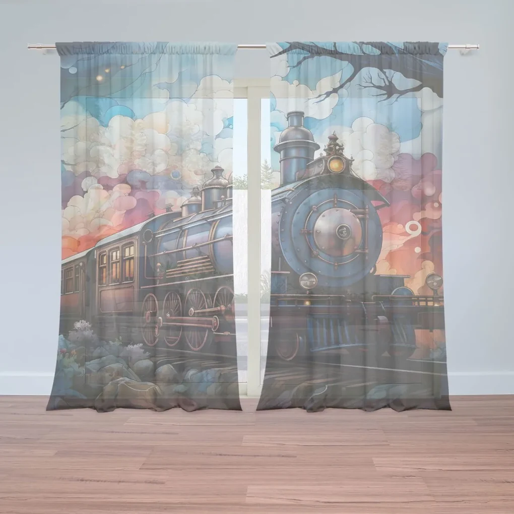 Sablio Záclony Parná lokomotíva v kúzelnej krajine: 2ks 150x250cm