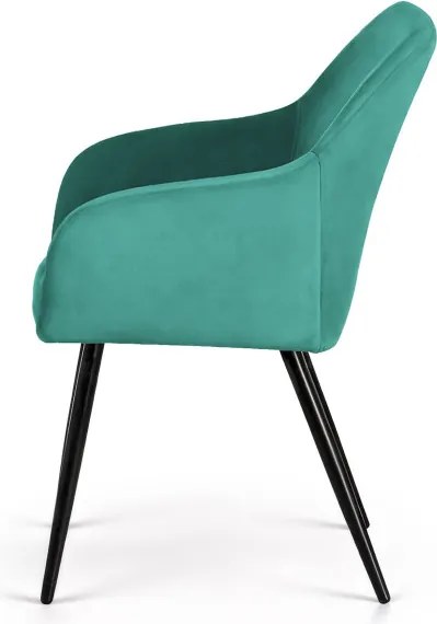 Sada šiestich jedálenských stoličiek ESTELLE zamatové, fľaškovo zelené / čierne nohy (6 ks)