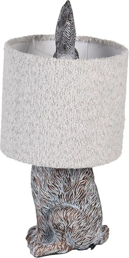 Šedá stolná lampa králik s chlpatým tienidlom Rabbi - Ø 20*43 cm E27/ma* 1*60W