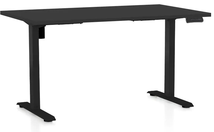 Výškovo nastaviteľný stôl OfficeTech B, 140 x 80 cm, čierna podnož, čierna