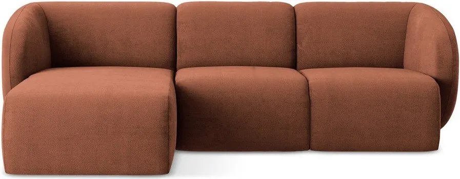 Ženilková rohová pohovka v terakotovej farbe (ľavý roh/s leňoškou) Lani – Makamii