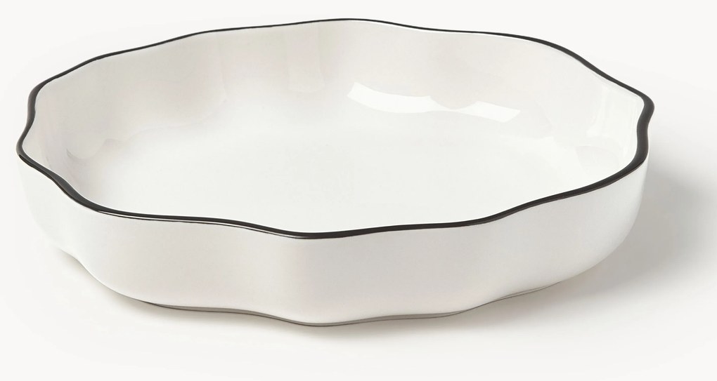 Porcelánové taniere na cestoviny's vlnitým okrajom Bia, 4 ks