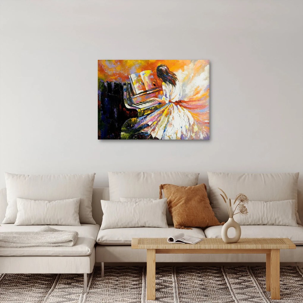 Obraz - Žena hrajúca na piáno (70x50 cm)