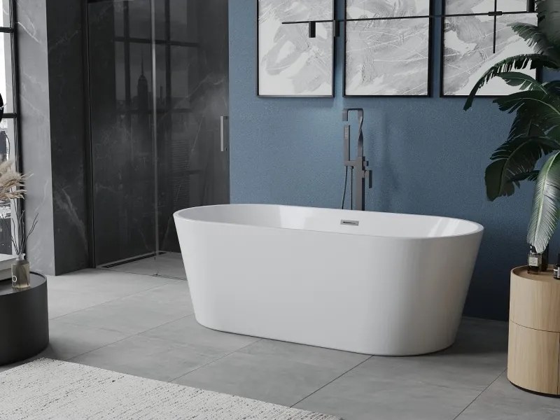 Mexen Luna, voľne stojaca vaňa 180 x 80 cm, biela, brúsený grafit prepad, 52031808000-95