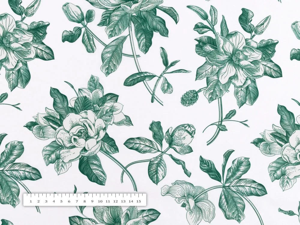 Biante Teflónový obdĺžnikový obrus TF-091 Zelené kvety na bielom 80x120 cm