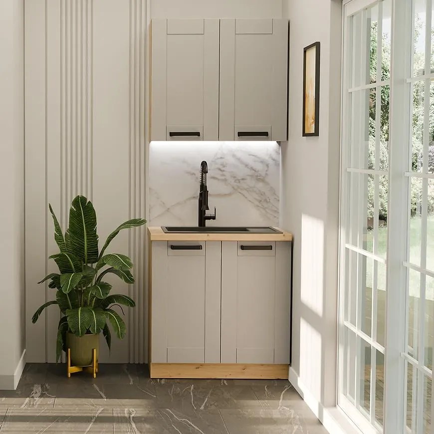 Kuchynská linka Luna Clay Grey/artisan 80 cm bez pracovnej dosky