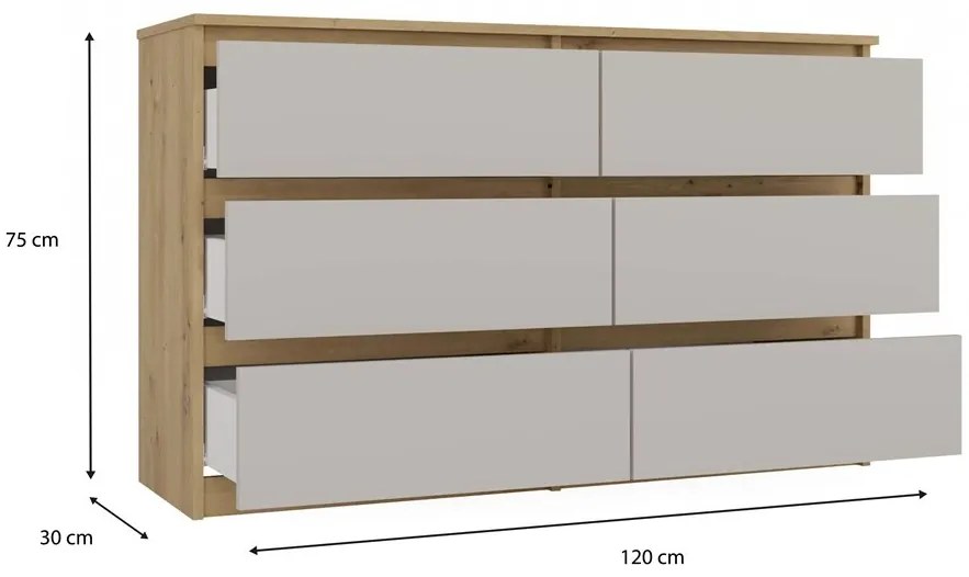 Komoda Malwa M6 120 cm dub artisan/kašmír