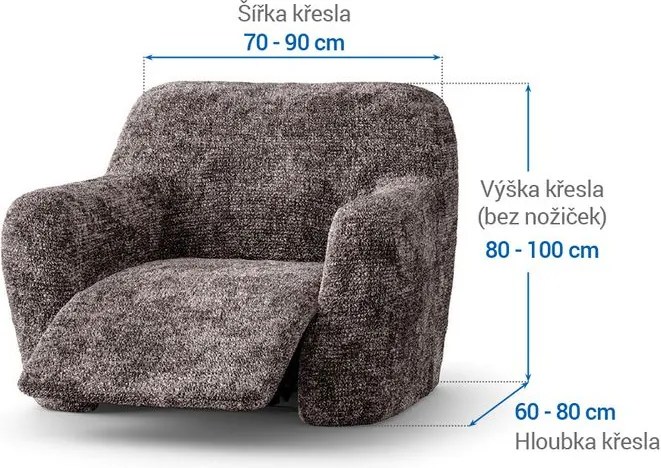 Bielastické poťahy MARMO hnedé relaxačné kreslo (š. 70 - 90 cm)