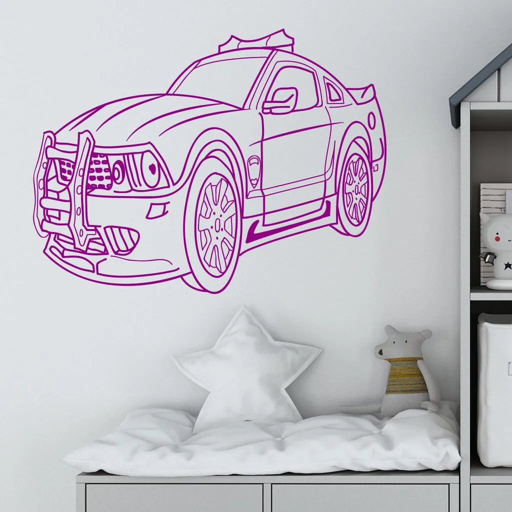 Veselá Stena Samolepka na stenu na stenu Policajné autíčko detské Farba: černá