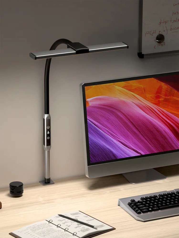 Stolná LED lampa LUCIO, svorka, diaľkový ovládač