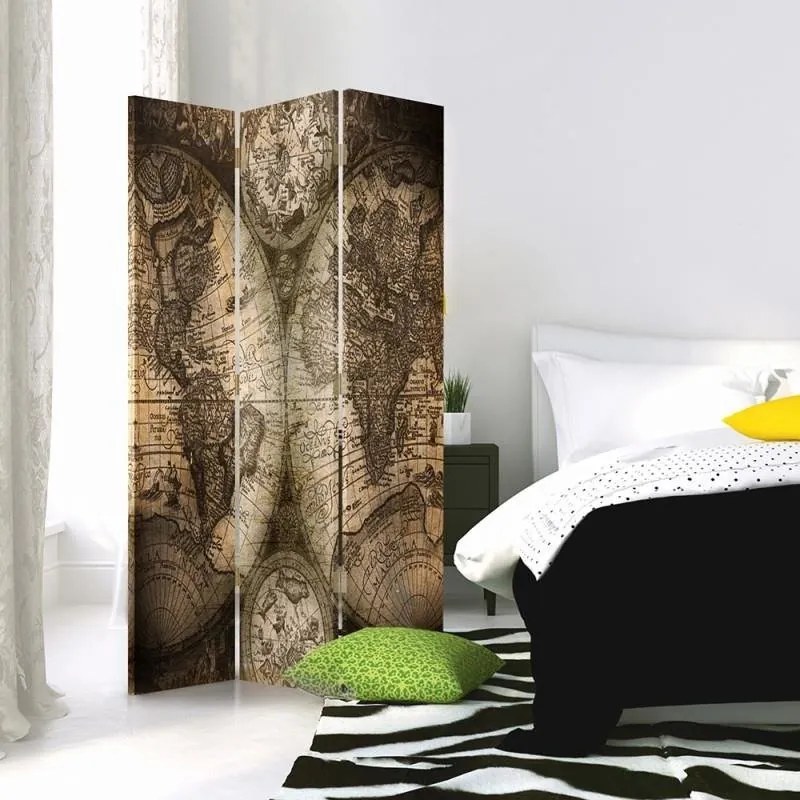Gario Paraván Starožitná mapa sveta Rozmery: 180 x 170 cm, Prevedenie: Klasický paraván