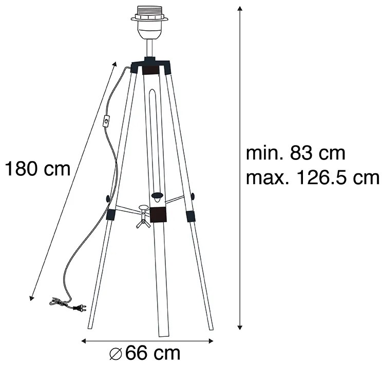 Stojaca lampa čierna bez tienidla - Tripod