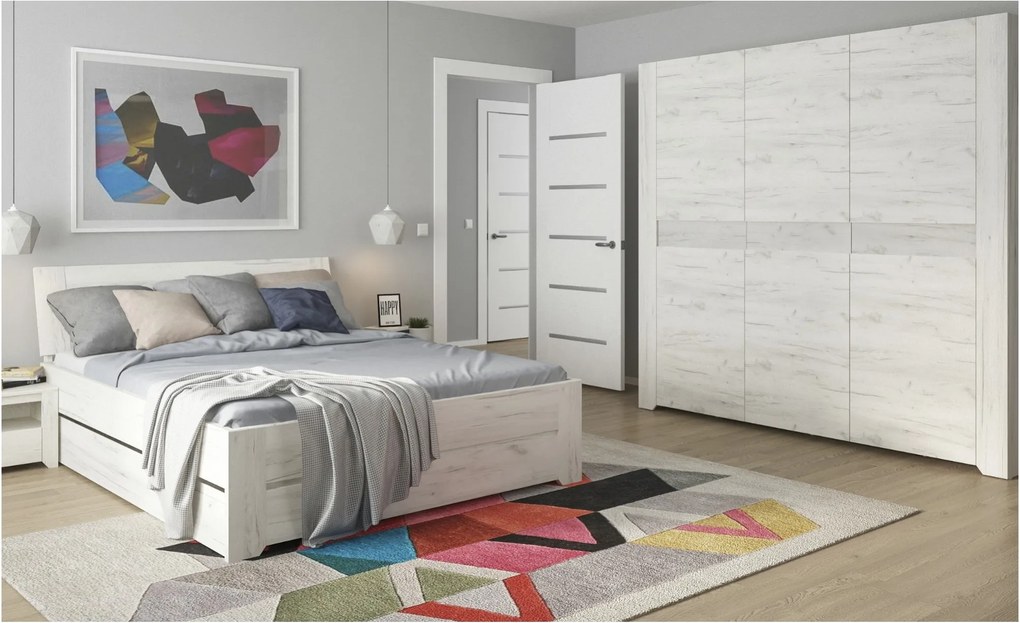 Sconto Šatníková skriňa ANGEL 22 dub craft biely