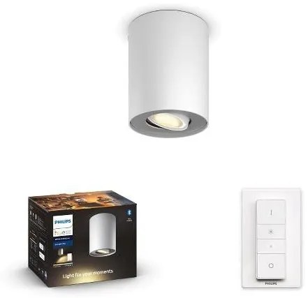 PHILIPS HUE Prisadené stropné LED inteligentné osvetlenie HUE PILLAR, 1xGU10, 5W, teplá biela-studená biela, bie