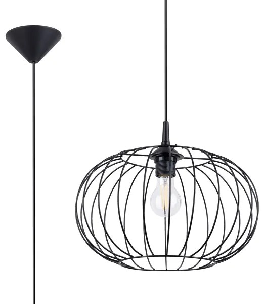 Sollux SL.1185 - Luster na lanku TSUNO 1xE27/15W/230V čierna
