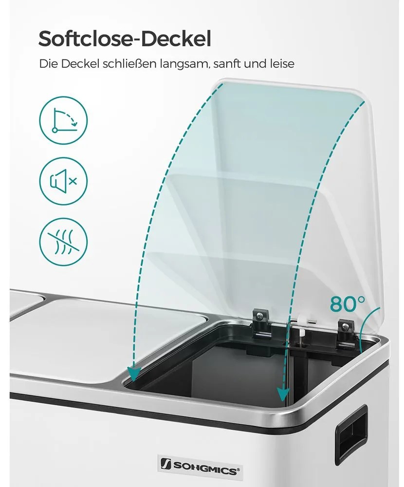 Recyklačný odpadkový kôš SONGMICS LTB54WT