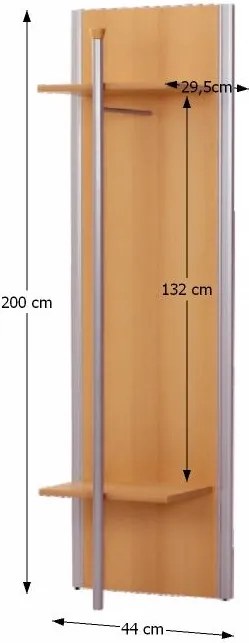 Vešiaková stena Lissi 10 - buk / strieborná