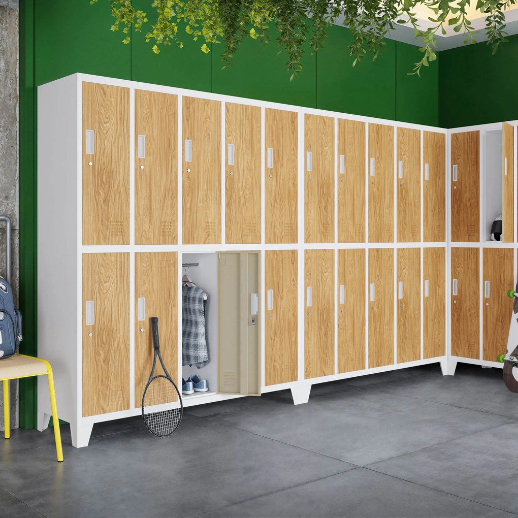 10-dverová šatňová skrinka na oblečenie, biela/zlatý dub, 1360x1720x450 mm: BARTEK Eco Design