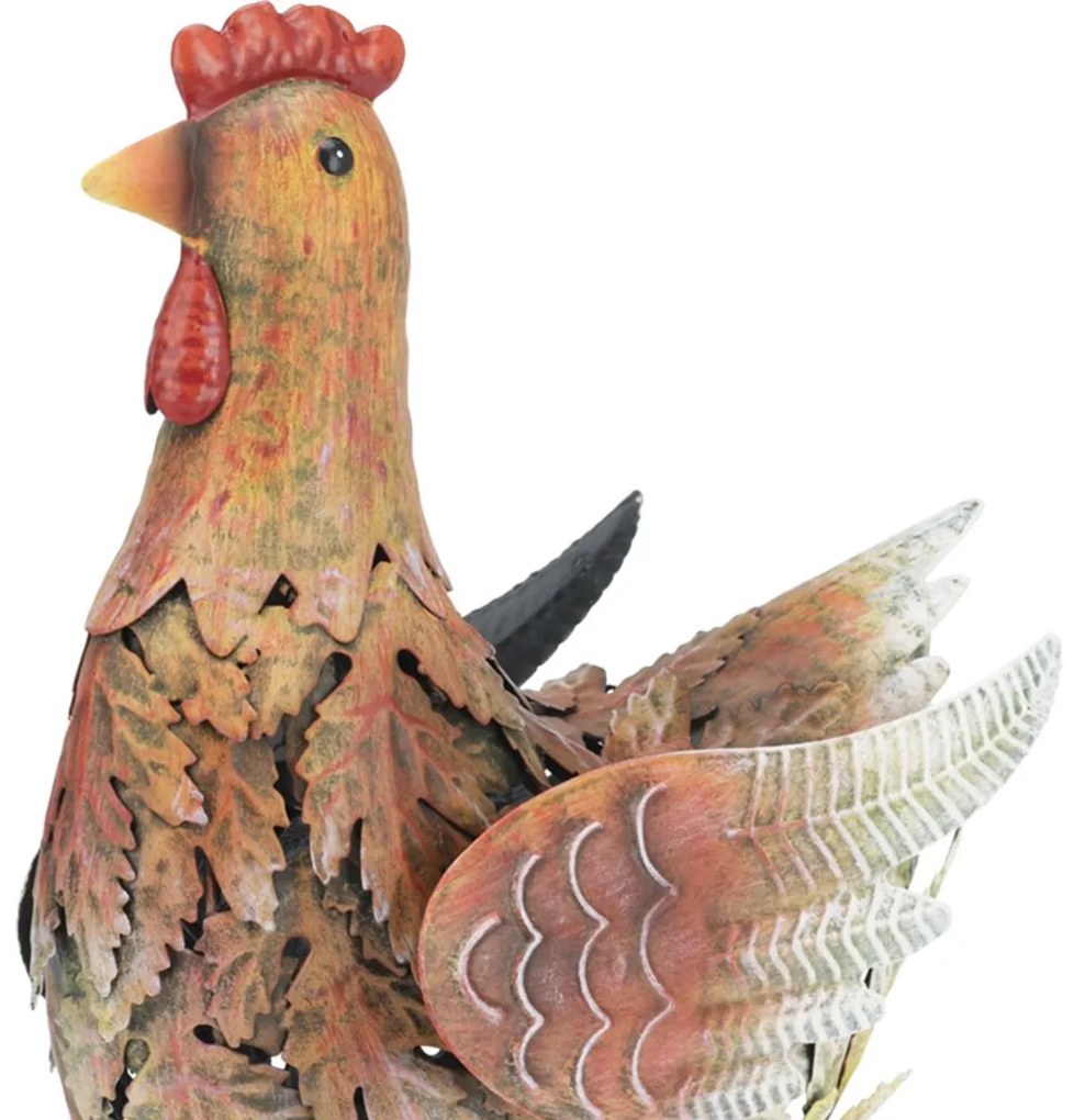 Záhradná kovová figúrka Hen, 34 cm, hnedá