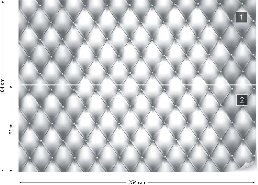 GLIX Fototapeta - Luxury Grey And White Chesterfield Texture Vliesová tapeta  - 254x184 cm