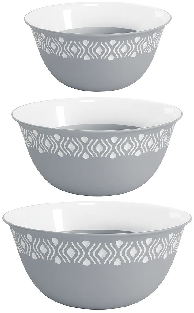 STEFANPLAST Plastová miska Tosca, biely/sivý set 3ks bez veka