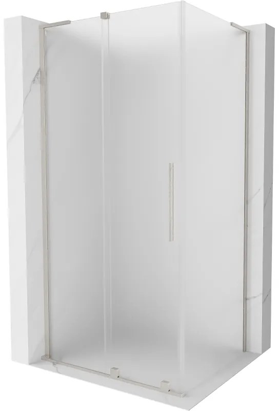 Mexen Velar L, sprchový kút s posuvnými dverami 110 x 100 cm, 8mm sklo námraza, brúsená oceľ, 871-110-100-33-97