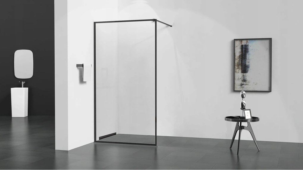 Sprchový žľab do steny MEXEN FLAT WALL 2v1 - čierny matný, 1730060