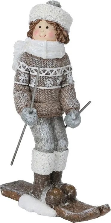 Lyžujúci dekoračný chlapec 16 cm