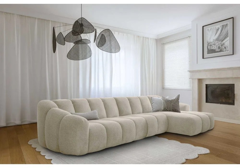 Béžová rohová pohovka (pravý roh/s leňoškou) Shell – Miuform