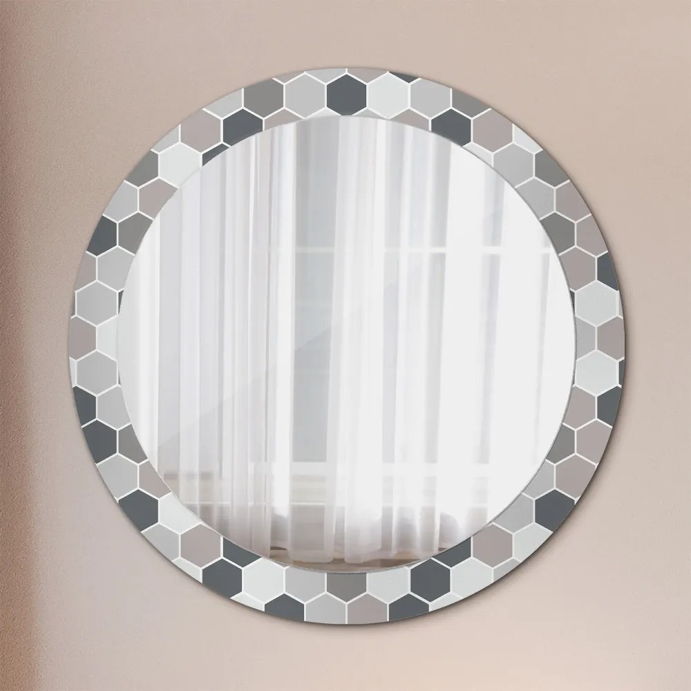 Okrúhle ozdobné zrkadlo Šesťuholník fi 80 cm