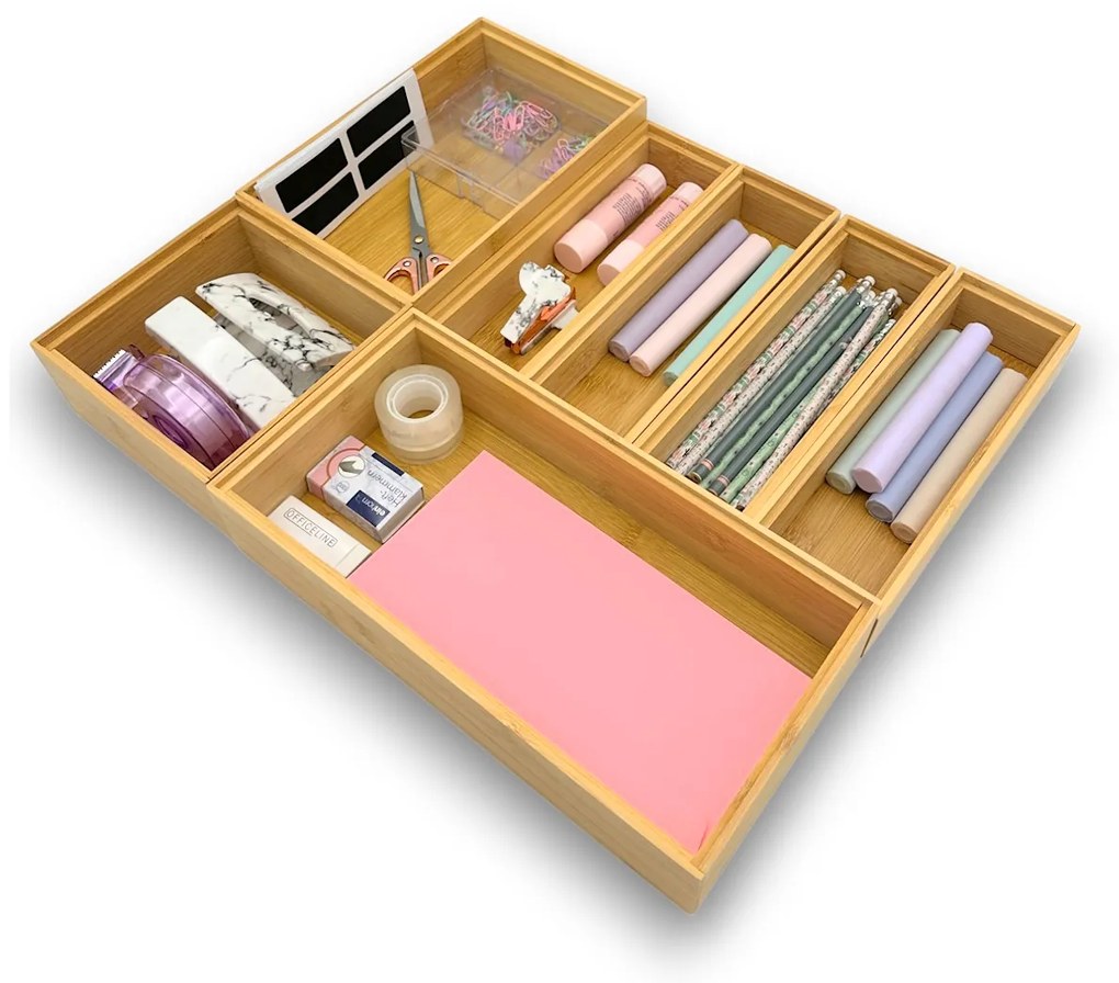 Zeller Present Súprava 7 ks bambusových organizérov do zásuvky, BAMBOOZ, 38 x 45 cm