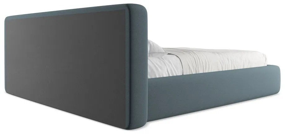 Modrá čalúnená dvojlôžková posteľ s úložným priestorom s roštom 180x200 cm Kiana – Makamii