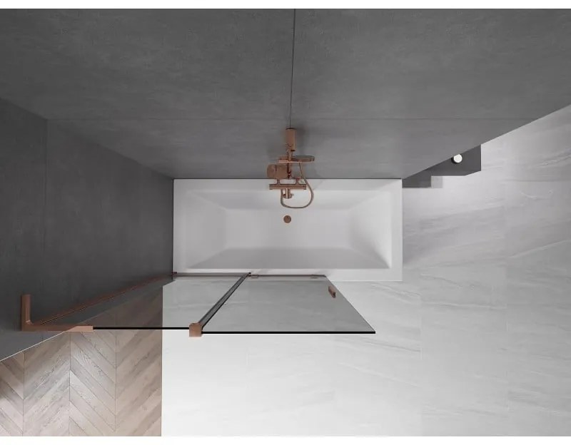 Mexen Velar L, 2-krídlová posuvná vaňová zástena 120 x 150 cm, 8mm šedé sklo, ružové zlato, 896-120-003-41-60