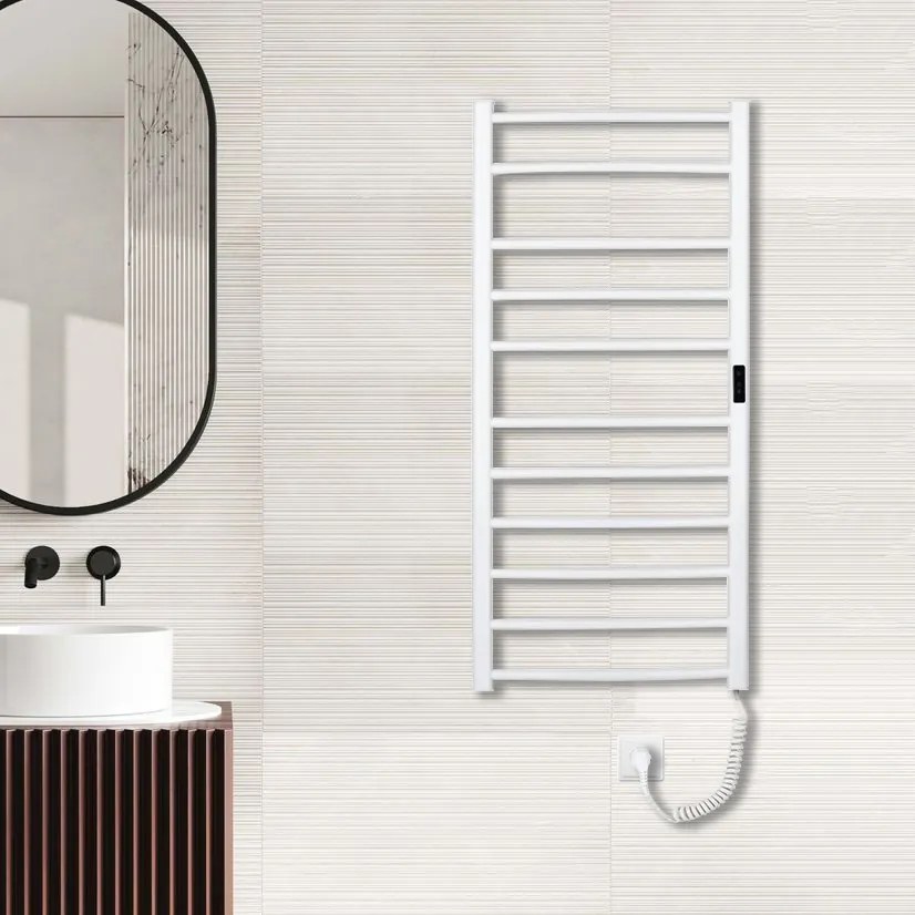 Cerano Luca, elektrický sušiak uterákov s displejom 1160x550 mm, 187W, biela, CER-LIV-W-EG-11-55